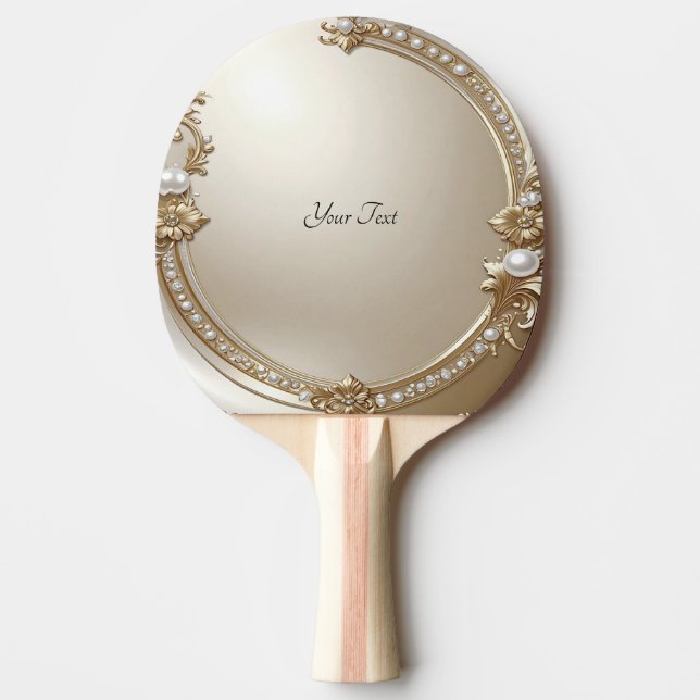 Golden Ornate Frame with Pearls Ping Pong Paddle (Front)