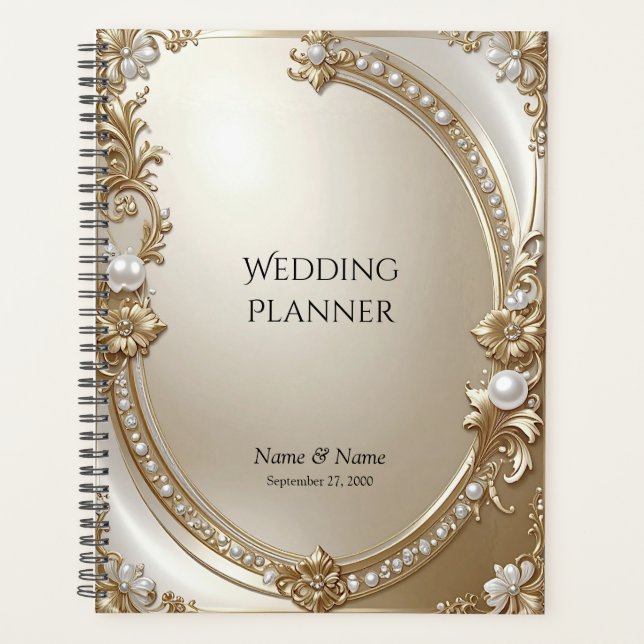 Golden Ornate Frame with Pearls Planner (Devant)