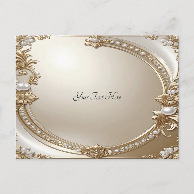 Golden Ornate Frame with Pearls Postcard (Front)