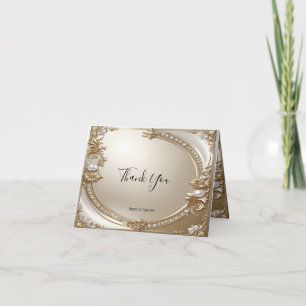 Golden Ornate Frame with Pearls Thank You Card
