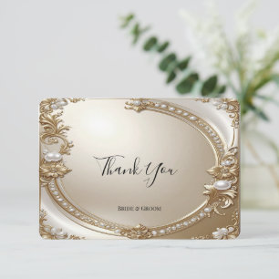 Golden Ornate Frame with Pearls Thank You Card