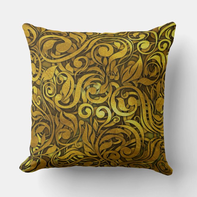 Golden Ornate Pillow (Front)