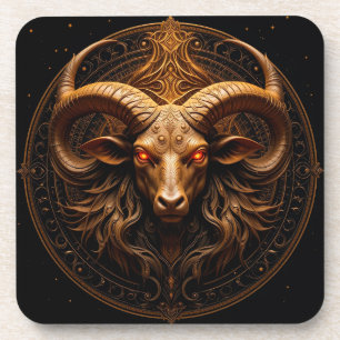 Golden Ornate Ram Head Coaster