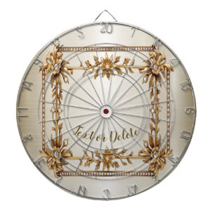 Golden Ornate Rectangle Dimond Flowers Shiny Dartboard