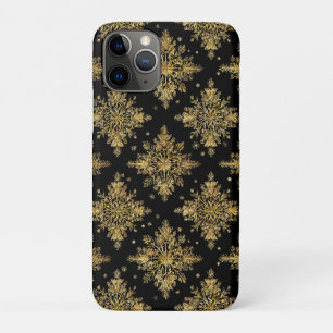 Golden Ornate Snowflake Pattern iPhone 11 Pro Case