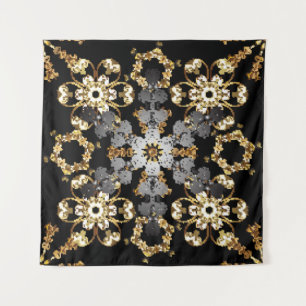 Golden outline floral decoration. Eastern style el Tapestry