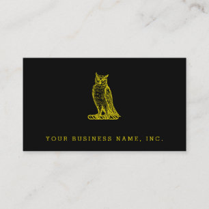 Golden Owl Crest Letterpress Style Business Card