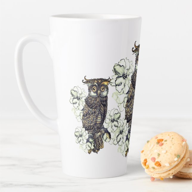 Golden Owl Green Orchids Latte Mug (In Situ)