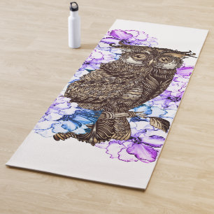 Golden Owl Purple Orchid Yoga Mat