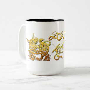 Golden Ox Papier coupé en Chine Nouvel An 2021 Mug