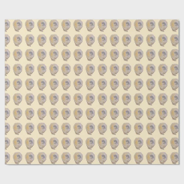 Golden Oyster Watercolor Pattern Wrapping Paper (Flat)