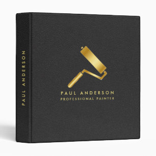 Golden Paint Roller Logo Professional Painter Binder