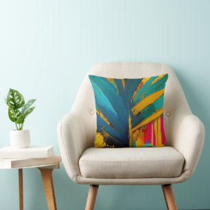 Golden Palm – Abstract Tropical Energy Throw Pillow
