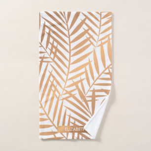 Golden Palm Tree Leaf Pattern Bath Towel Set