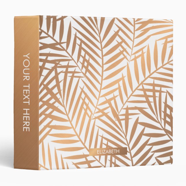 Golden Palm Tree Leaf Pattern Binder (Front/Spine)