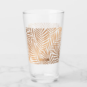 Golden Palm Tree Leaf Pattern Glass
