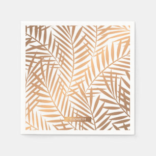 Golden Palm Tree Leaf Pattern Napkin
