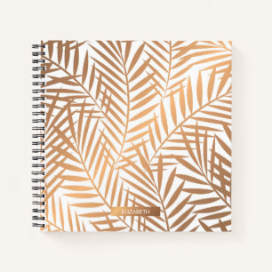 Golden Palm Tree Leaf Pattern Notebook