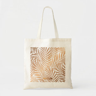 Golden Palm Tree Leaf Pattern Tote Bag