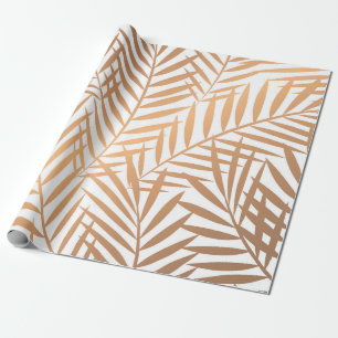 Golden Palm Tree Leaf Pattern Wrapping Paper
