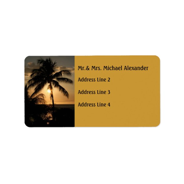 Golden Palm Tree Sunset Label (Front)