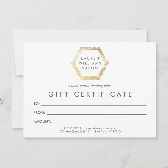 Golden Palms Logo on White Gift Certificate (Front)