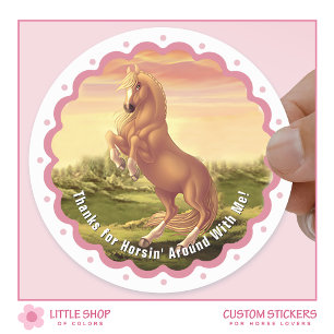 Golden Palomino Horse Girl's Birthday Classic Round Sticker