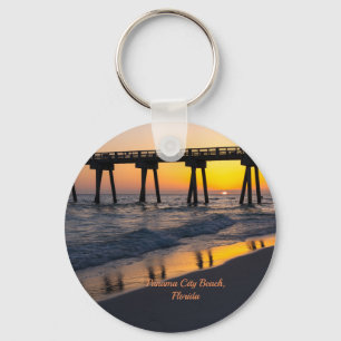 Golden Panama City Beach Sunset Reflections Keychain