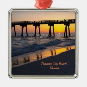 Golden Panama City Beach Sunset Reflections Metal Ornament