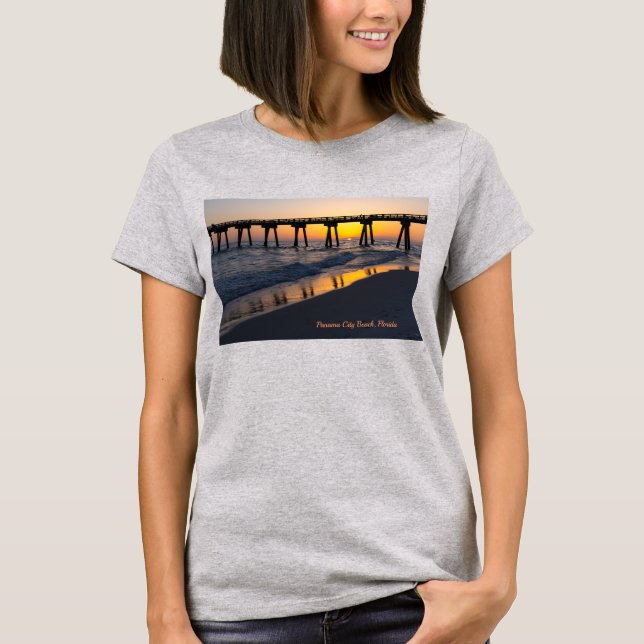 Golden Panama City Beach Sunset Reflections T-Shirt (Front)