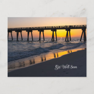 Golden Panama City Sunset Reflection Get Well Postcard
