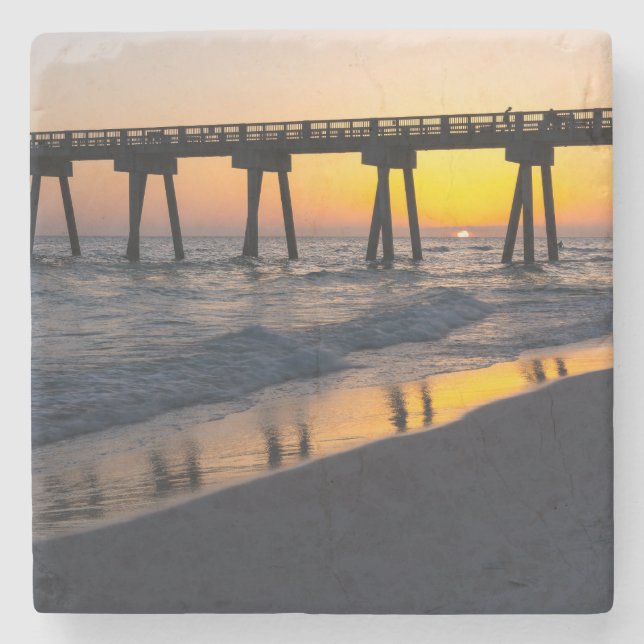Golden Panama City Sunset Reflections Coaster (Front)