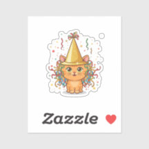 Golden Party Hat Cat Festive New Year's Midnight