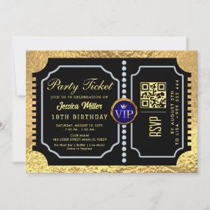 Golden Party qr code Ticket Invitation