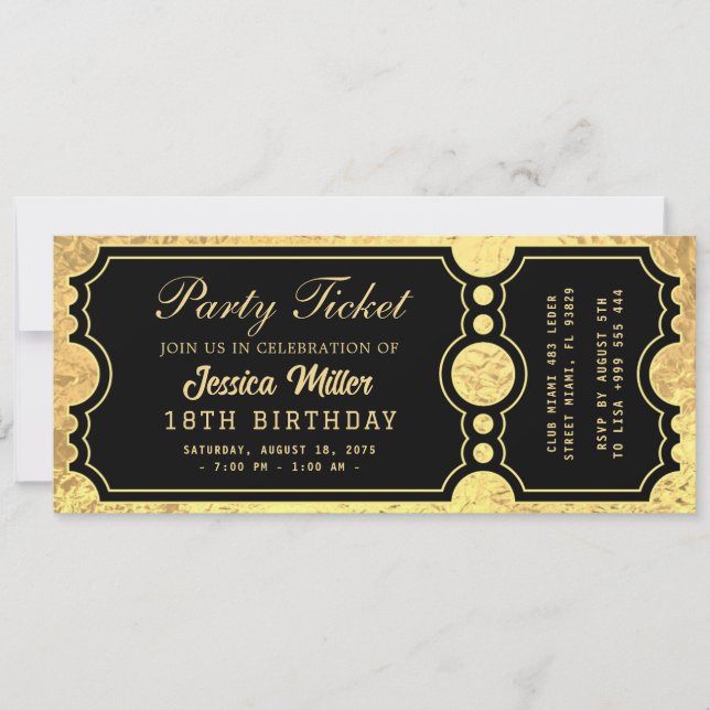Golden Party Ticket Invitation (Devant)