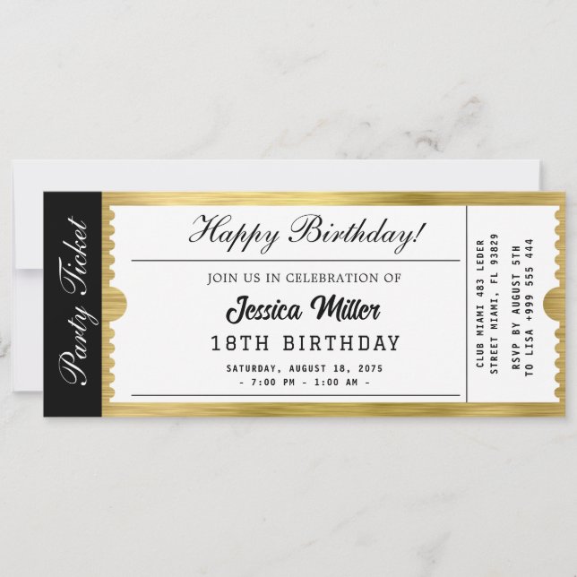 Golden Party Ticket Invitation (Front)