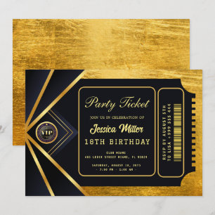 Golden Party Ticket Invitation