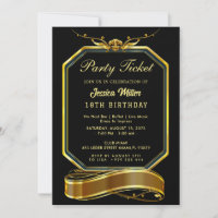 Golden Party Ticket Invitation