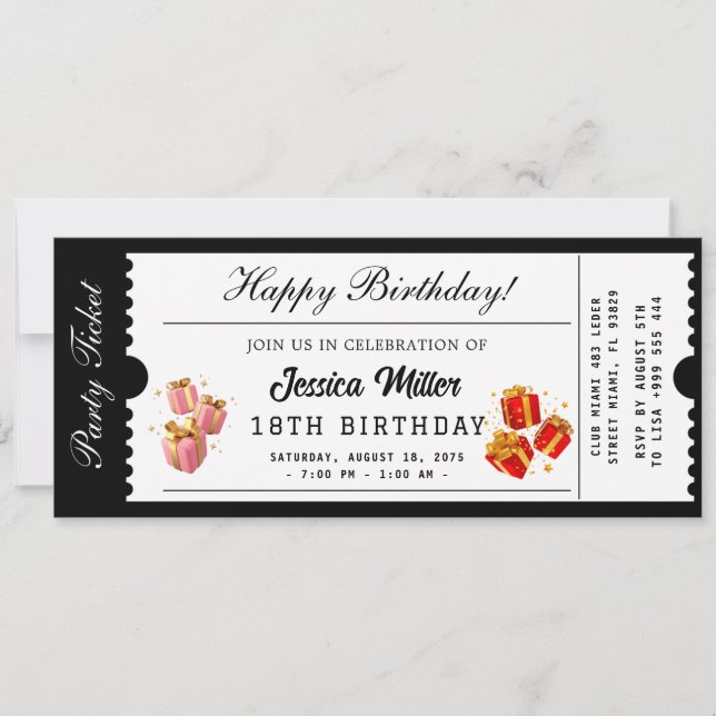 Golden Party Ticket Invitation (Devant)