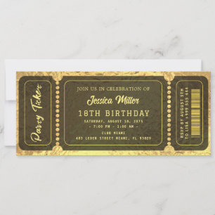 Golden Party Ticket Invitation