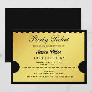 Golden Party Ticket Invitation