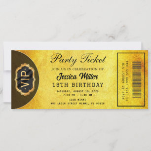 Golden Party Ticket Invitation
