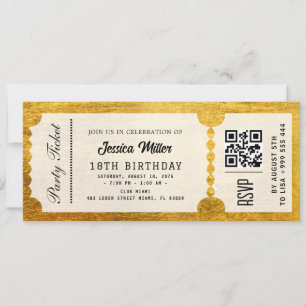Golden Party Ticket Invitation