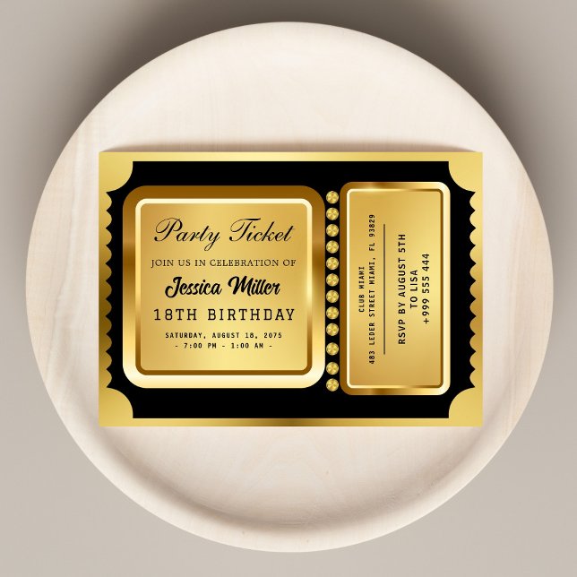 Golden Party Ticket Invitation (Creator Uploaded)