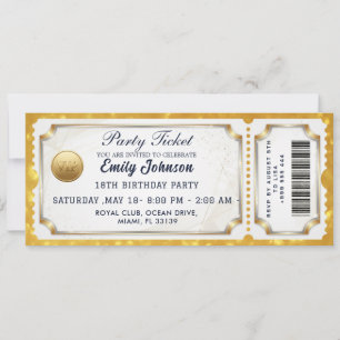 Golden  Party Ticket Invitation 