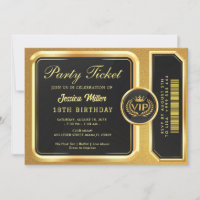 Golden Party Ticket Invitation