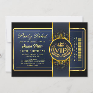 Golden Party Ticket Invitation