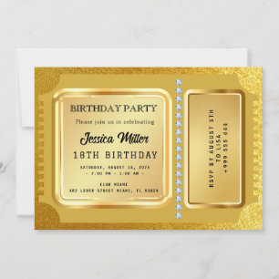 Golden Party Ticket Invitation