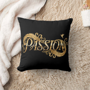 Golden Passion – Luxury Typography Inspirational D Throw Pillow