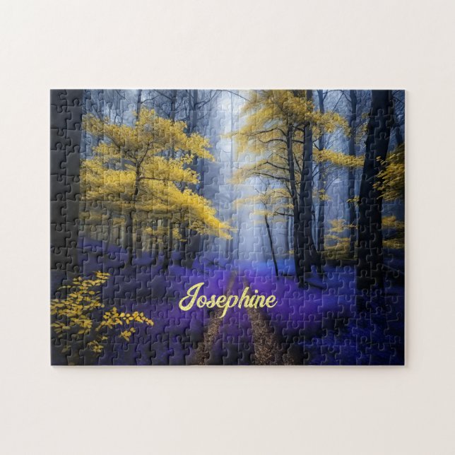 Golden Path Through Blue Forest Jigsaw Puzzle (Horizontal)